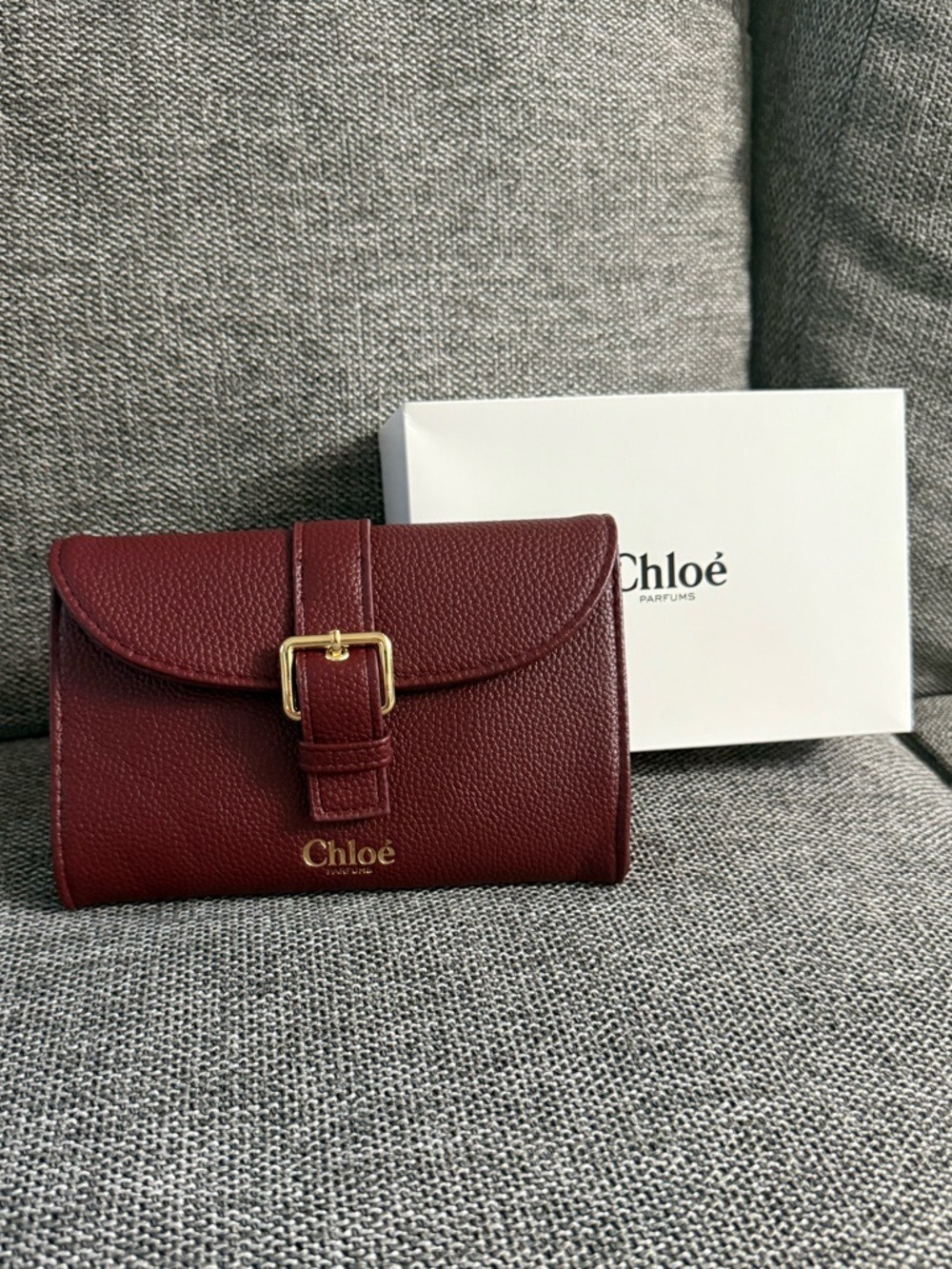 Chloe Parfums Cosmetic Pouch Clutch Bag Small Burgundy New Authentic